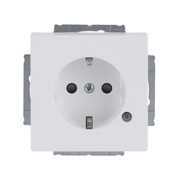 Busch-Jaeger 20 EUCBL-884 SCHUKO® Steckdosen-Einsatz mit LED Kontrolllicht (Kunststoff (lackiert)) Studioweiß Matt 2CKA002013A5336