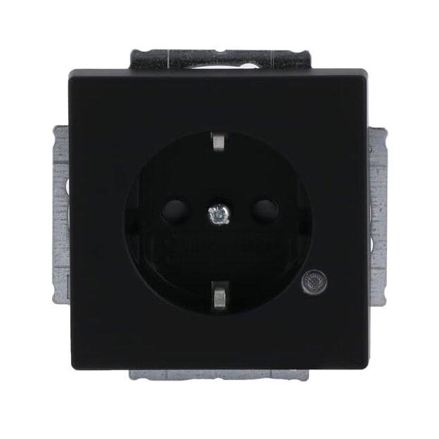 Busch-Jaeger 20 EUCBL-885 SCHUKO® Steckdosen-Einsatz mit LED Kontrolllicht (Kunststoff (lackiert)) Schwarz Matt 2CKA002013A5330