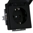 Busch-Jaeger 20 EUK-885 SCHUKO® Steckdosen-Einsatz mit Klappdeckel (Kunststoff (lackiert)) Schwarz Matt 2CKA002018A1495