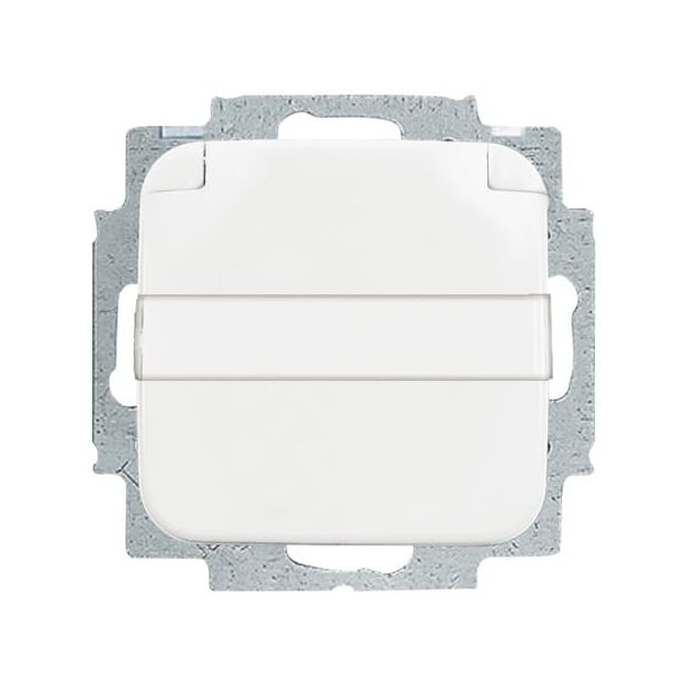 Busch-Jaeger 20 EUKNB-214 SCHUKO® Steckdosen-Einsatz mit Klappdeckel und Beschriftungsfeld (Thermoplast) Alpinweiß Reflex SI 2CKA002013A5318