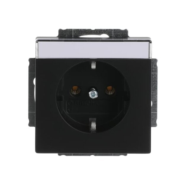 Busch-Jaeger 20 EUN-885 SCHUKO® Steckdosen-Einsatz mit Beschriftungsfeld (Kunststoff (lackiert)) Schwarz Matt 2CKA002011A3884