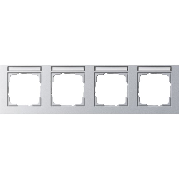 Gira 109425 Abdeckrahmen 4-fach waagerecht Beschriftungsfeld Gira E2 Farbe Alu