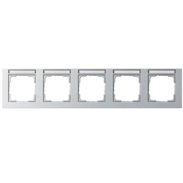 Gira 109525 Abdeckrahmen 5-fach waagerecht Beschriftungsfeld Gira E2 Farbe Alu