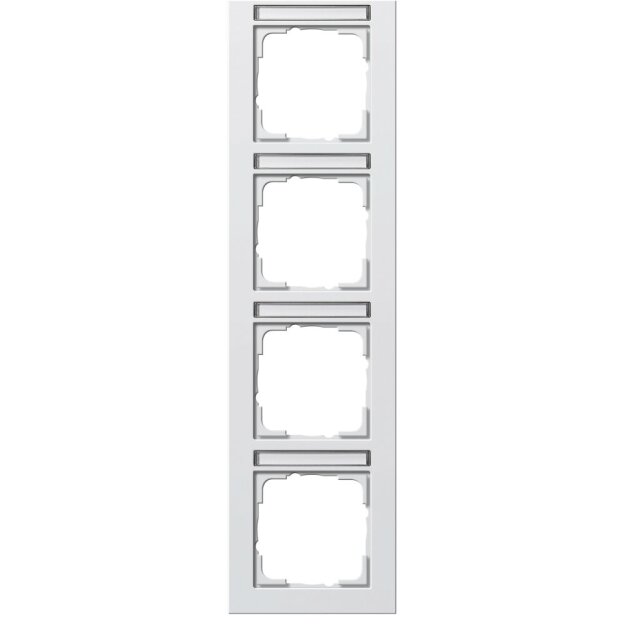 Gira 111422 Abdeckrahmen 4-fach senkrecht Beschriftungsfeld Gira E2 Reinweiß matt