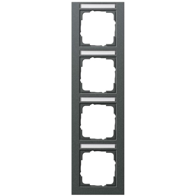 Gira 111423 Abdeckrahmen 4-fach senkrecht Beschriftungsfeld Gira E2 Anthrazit