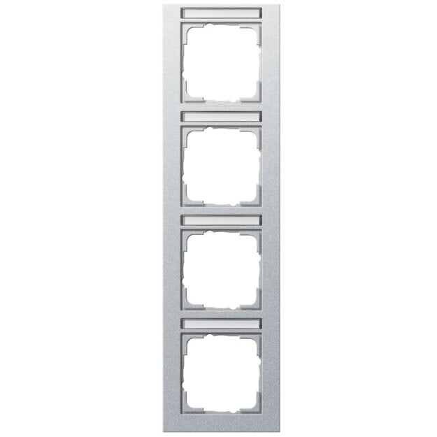 Gira 111425 Abdeckrahmen 4-fach senkrecht Beschriftungsfeld Gira E2 Farbe Alu