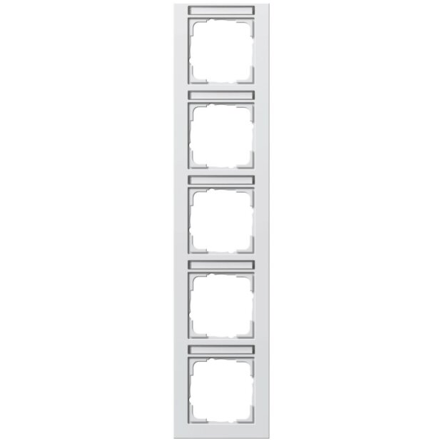 Gira 111522 Abdeckrahmen 5-fach senkrecht Beschriftungsfeld Gira E2 Reinweiß matt