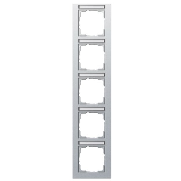 Gira 111525 Abdeckrahmen 5-fach senkrecht Beschriftungsfeld Gira E2 Farbe Alu