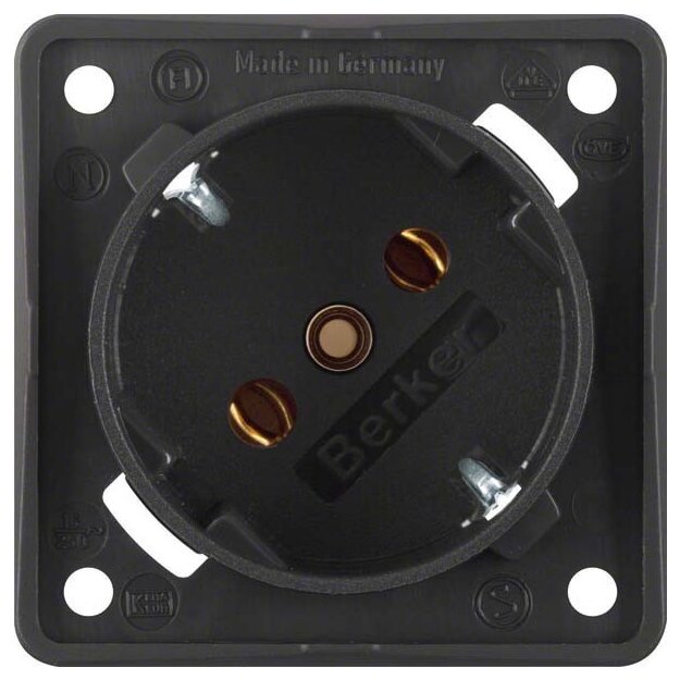 Berker 8418525 Steckdose SCHUKO 45° mit Schraubklemmen Integro Modul-Einsätze Schwarz matt