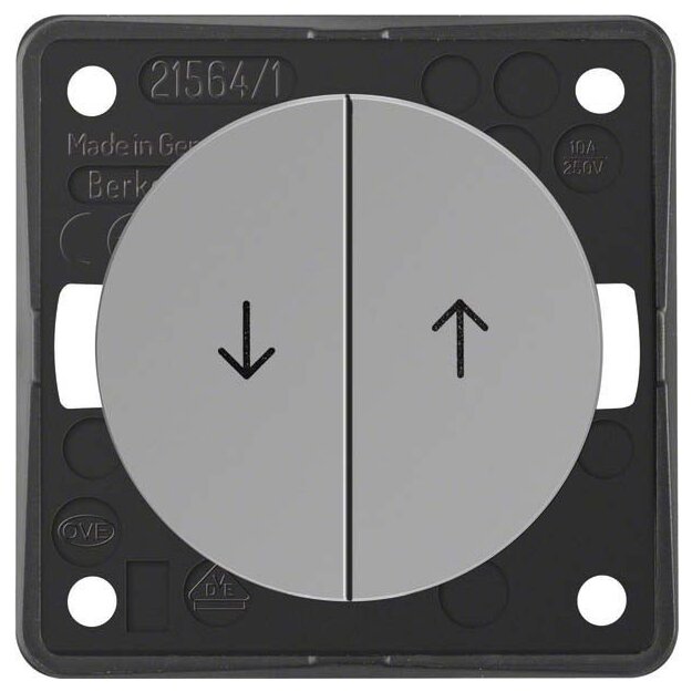 Berker 936532507 Jalousie-Serientaster mit Aufdruck Symbol Pfeile Integro Flow/Pure Grau glänzend