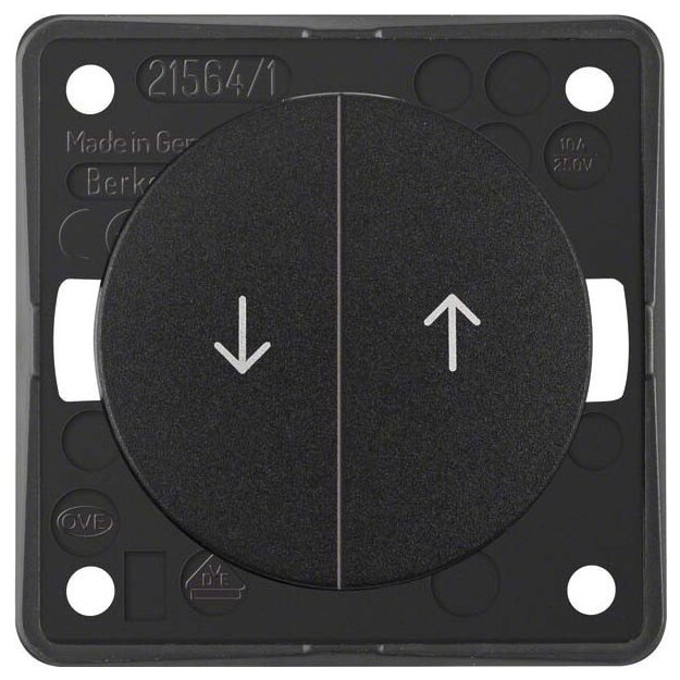 Berker 936532510 Jalousie-Serientaster mit Aufdruck Symbol Pfeile Integro Flow/Pure Schwarz glänzend