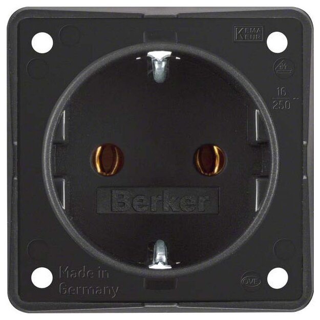 Berker 947782503 Steckdose SCHUKO mit Steckklemmen Integro Modul-Einsätze Schwarz matt
