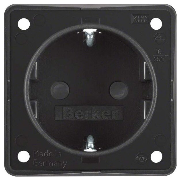 Berker 947792503 Steckdose SCHUKO erhöhter Berührungsschutz Steckkl. Integro Modul-Einsätze Schwarz matt