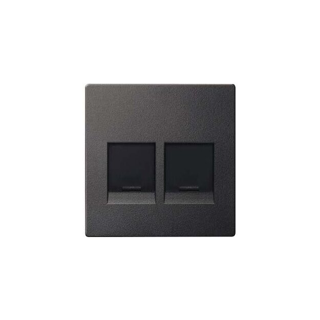 Merten MEG4562-0414 Zentralplatte für Modular Jack 2-fach mit Staubschutzschieber Anthrazit System M