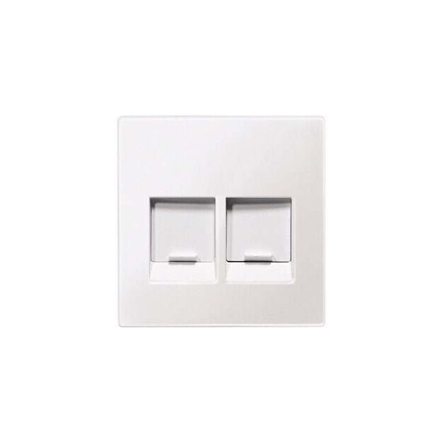 Merten MEG4562-0419 Zentralplatte für Modular Jack 2-fach mit Staubschutzschieber Polarweiß System M