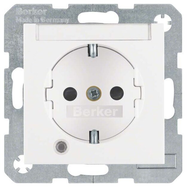 Berker 41101909 Steckdose SCHUKO mit Kontroll-LED BSF und erhöhter Berührungsschutz S.1/B.3/B.7 Polarweiß matt