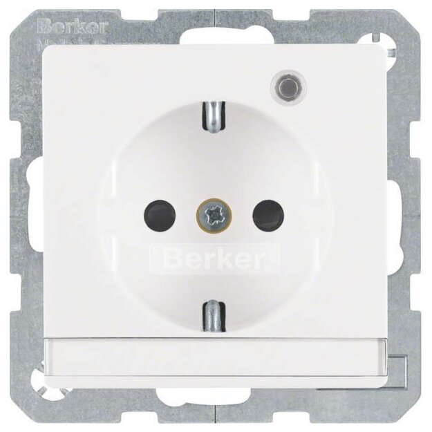Berker 41106089 Steckdose SCHUKO mit Kontroll-LED BSF und erhöhter Berührungsschutz Q.1/Q.3 Polarweiß samt