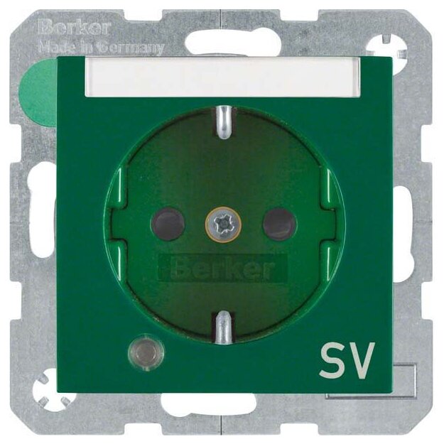Berker 41108913 Steckdose SCHUKO mit Kontroll-LED BSF und erhöhter Berührungsschutz S.1/B.3/B.7 Grün glänzend