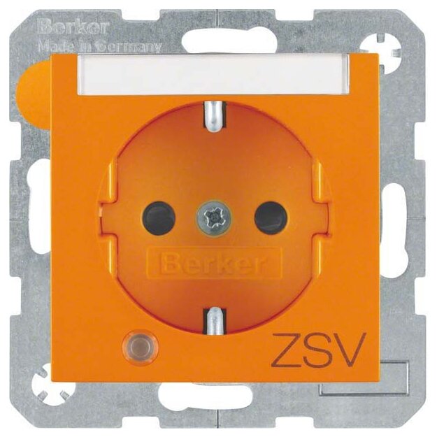 Berker 41108914 Steckdose SCHUKO mit Kontroll-LED BSF und erhöhter Berührungsschutz S.1/B.3/B.7 Orange glänzend