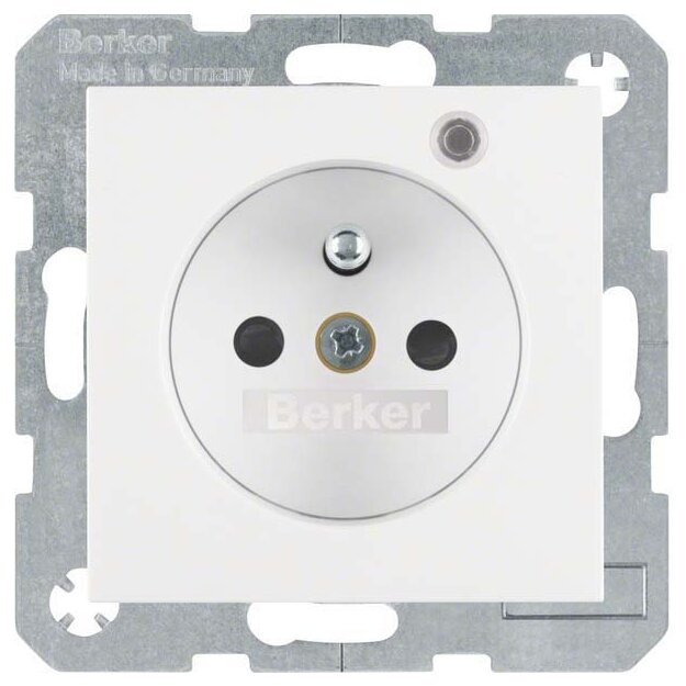 Berker 6765091909 Steckdose mit Schutzkontaktstift und Kontroll-LED S.1/B.3/B.7 Polarweiß matt