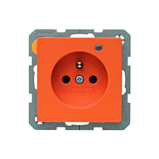 Berker 6765096014 Steckdose mit Schutzkontaktstift Kontroll-LED und erhöhter Berührungsschutz Q.1/Q.3 Orange samt