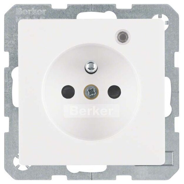 Berker 6765096089 Steckdose mit Schutzkontaktstift und Kontroll-LED Q.1/Q.3 Polarweiß samt