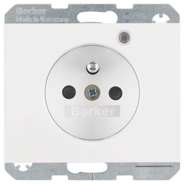 Berker 6765097009 Steckdose mit Schutzkontaktstift und Kontroll-LED K.1 Polarweiß glänzend
