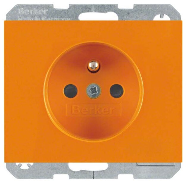 Berker 6765097014 Steckdose mit Schutzkontaktstift Kontroll-LED und erhöhter Berührungsschutz K.1 Orange glänzend