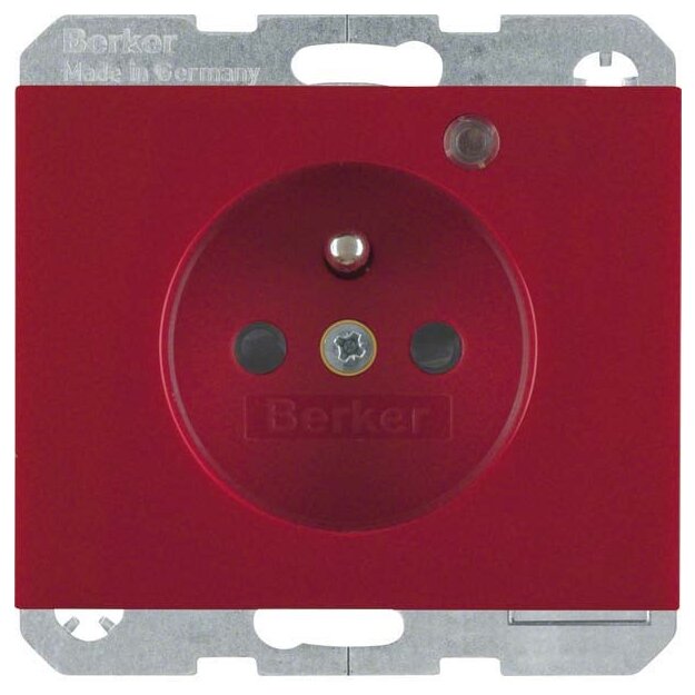 Berker 6765097015 Steckdose mit Schutzkontaktstift Kontroll-LED und erhöhter Berührungsschutz K.1 Rot glänzend