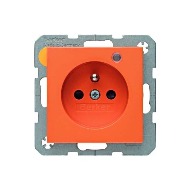 Berker 6765098914 Steckdose mit Schutzkontaktstift Kontroll-LED und erhöhter Berührungsschutz S.1/B.3/B.7 Orange glänzend