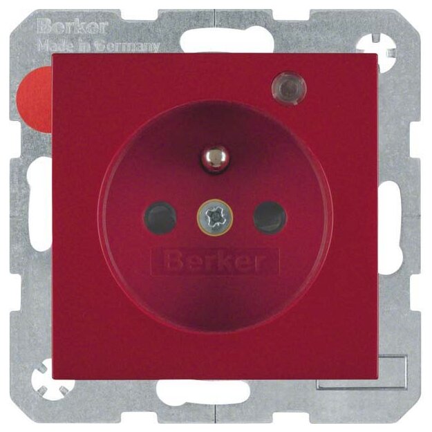 Berker 6765098915 Steckdose mit Schutzkontaktstift und Kontroll-LED S.1/B.3/B.7 Rot glänzend