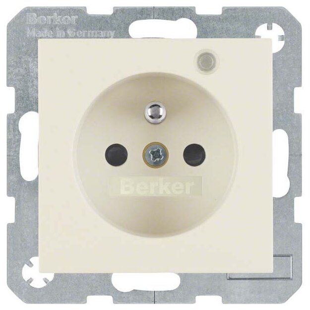 Berker 6765098982 Steckdose mit Schutzkontaktstift Kontroll-LED und erhöhter Berührungsschutz S.1/B.3/B.7 Weiß glänzend