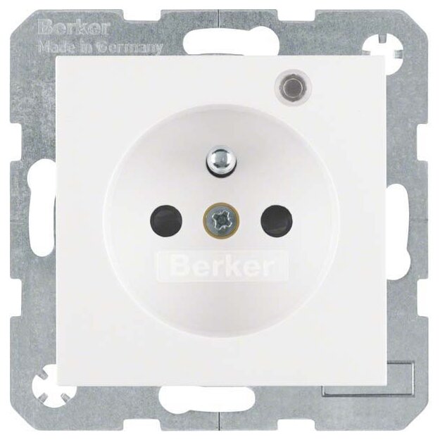 Berker 6765098989 Steckdose mit Schutzko.-Stift Kontroll-LED und erhöhter Berührungsschutz S.1/B.x Polarweiß glänzend
