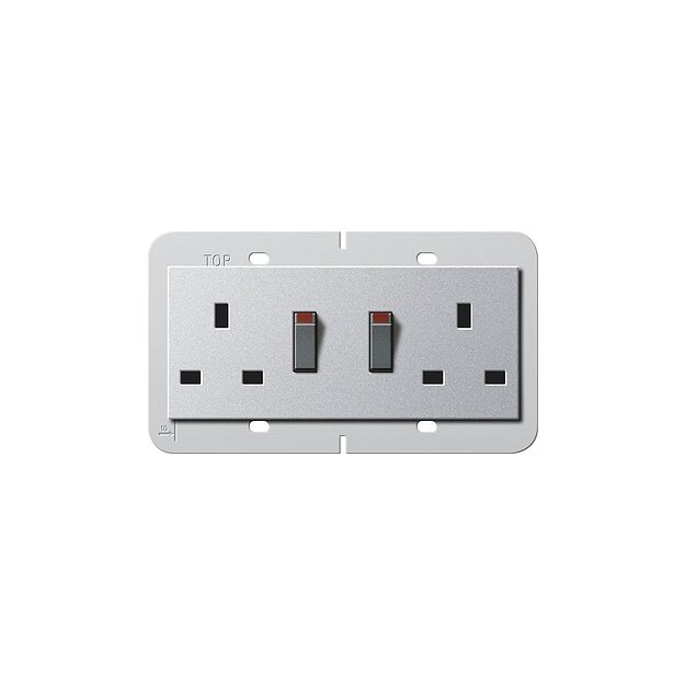 Gira 278326 2-fach-Steckdose BS 13 A geschalter + Shutter System 55 BS 80 Farbe Alu