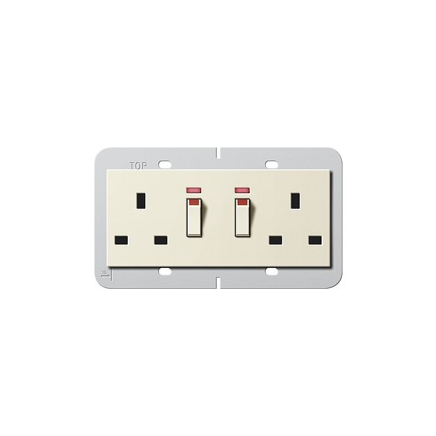 Gira 278401 2-fach-Steckdose BS 13 A geschalter Kontroll + Shutter System 55 BS 80 Cremeweiß