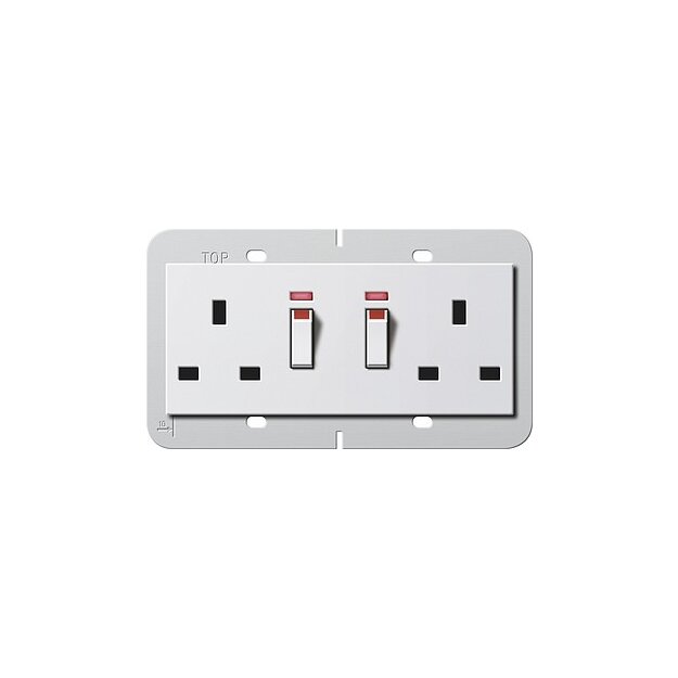 Gira 278403 2-fach-Steckdose BS 13 A geschalter Kontroll + Shutter System 55 BS 80 Reinweiß