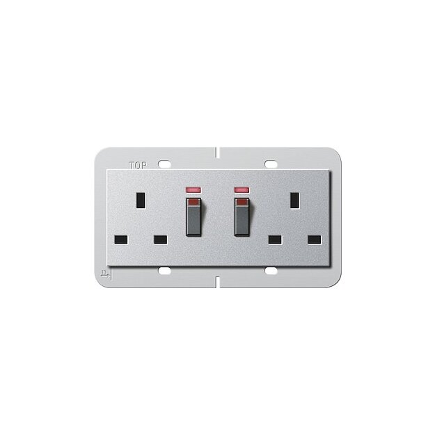 Gira 278426 2-fach-Steckdose BS 13 A geschalter Kontroll + Shutter System 55 BS 80 Farbe Alu