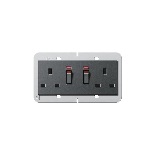 Gira 278428 2-fach-Steckdose BS 13 A geschalter Kontroll + Shutter System 55 BS 80 Anthrazit
