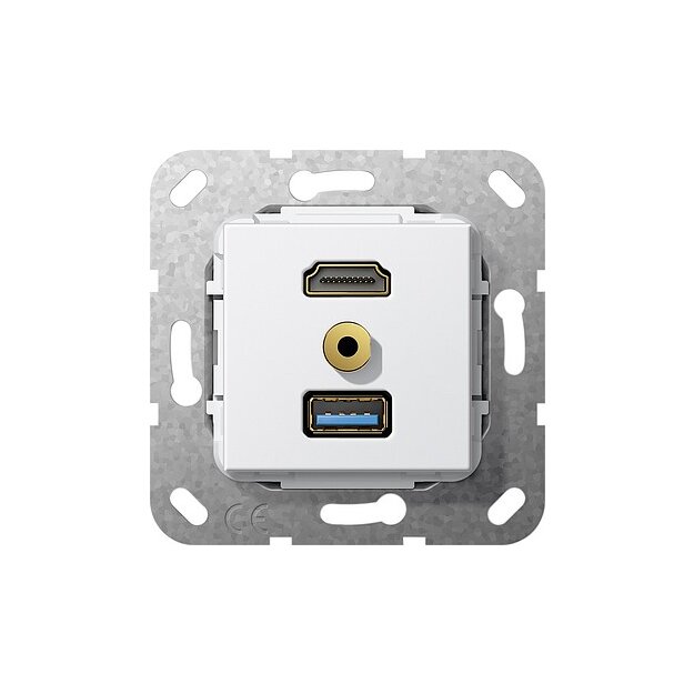 Gira 568103 HDMI™ USB 3.0 A M-Klinke K-Peitsche Einsatz Reinweiß