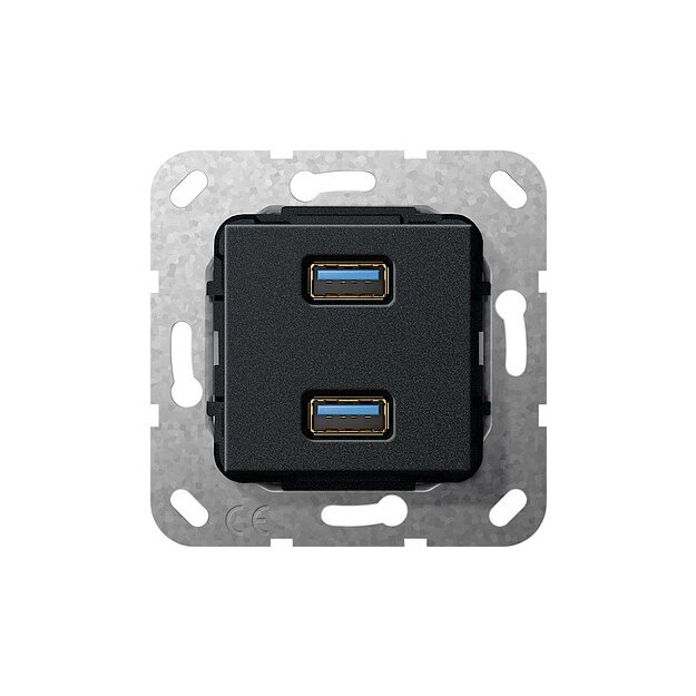 Gira 568510 USB 3.0 A 2-fach K-Peitsche Einsatz Schwarz matt