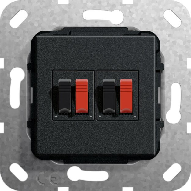 Gira 569310 Lautsprecheranschluss 2-fach Einsatz Schwarz matt