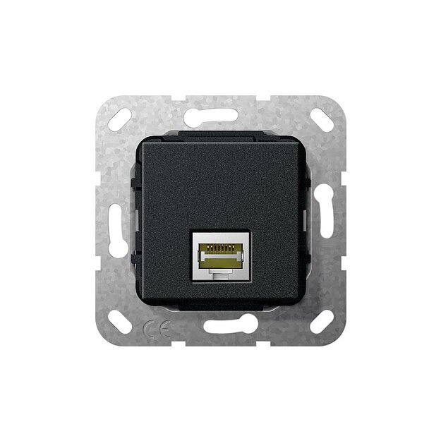 Gira 569610 Modular Jack RJ45 Cataster6A 10 Gbit Einsatz Schwarz matt