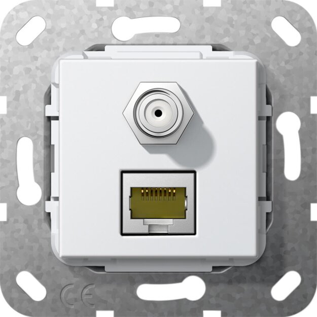 Gira 569703 Modular Jack RJ45 Cataster6A 10 Gbit SAT-F-Buchse Kupplung Einsatz Reinweiß