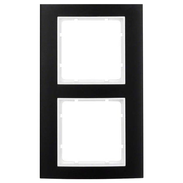 Berker 10123025 Rahmen 2-fach B.3 Alu schwarz/Polarweiß