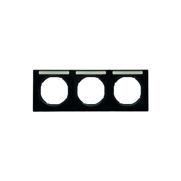 Berker 10132235 Rahmen 3-fach mit Beschriftungsfeld R.3 Schwarz glänzend