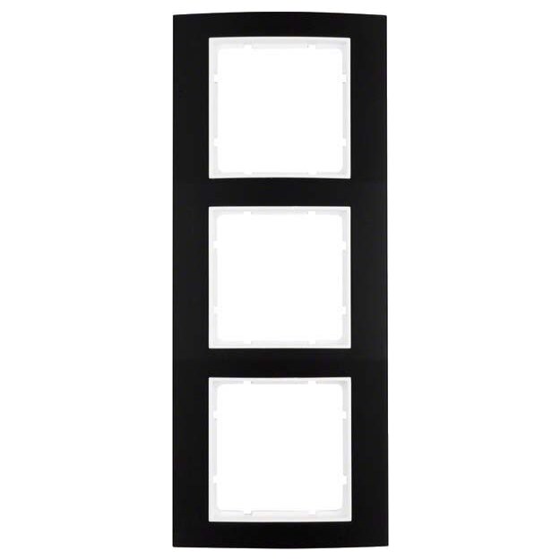 Berker 10133025 Rahmen 3-fach B.3 Alu schwarz/Polarweiß