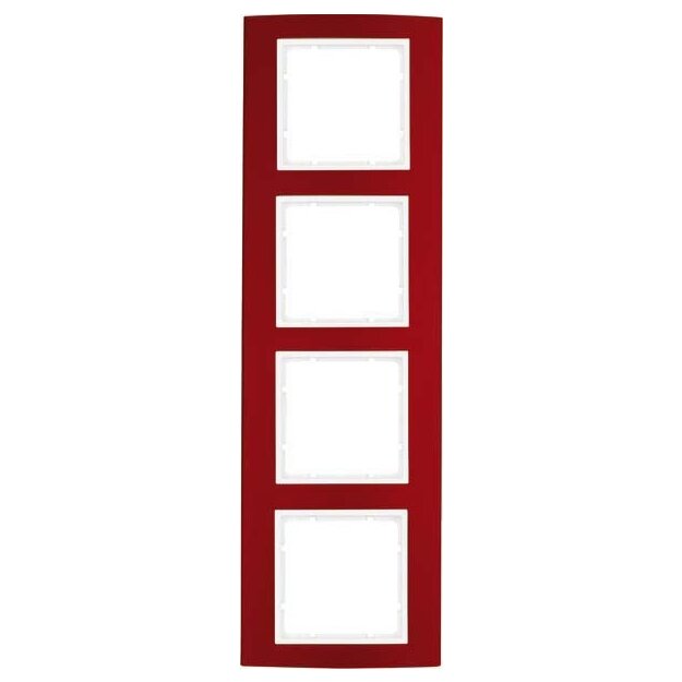 Berker 10143022 Rahmen 4-fach B.3 Alu Rot/Polarweiß