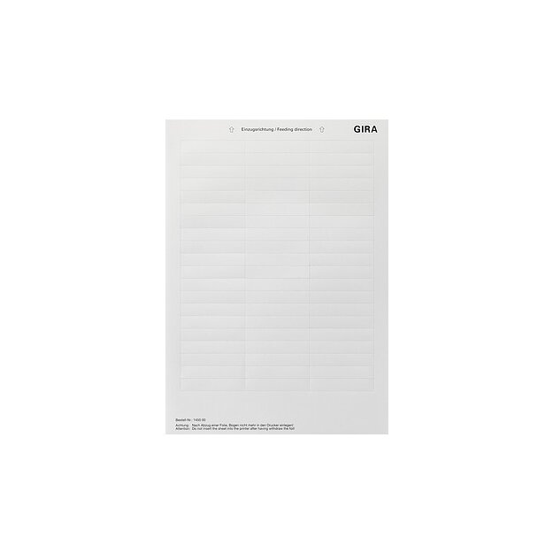 Gira 145000 Beschriftungsbögen 60,7 x 11,8 mm Zubehör
