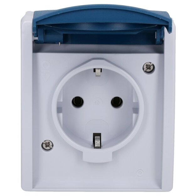 Busch-Jaeger 20 EW-53 SCHUKO® Steckdose mit Klappdeckel (Thermoplast) Grau ocean® (IP 44) Aufputz Steckdose 2CKA002083A0817