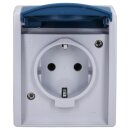 Busch-Jaeger 20 EWN-53 SCHUKO® Steckdose mit Klappdeckel und Beschriftungsfeld (Thermoplast) Grau ocean® (IP 44) Aufputz Steckdose 2CKA002083A0818